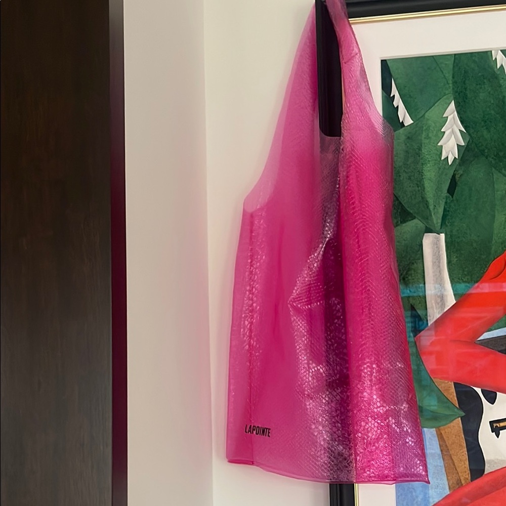 Sally LaPointe Pink Fuchsia Cclear Tote Bag with Glossy Finish - Picture 5 of 7